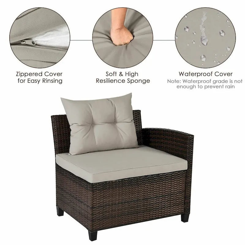 Ensemble de mobilier de patio 4 pièces, canapé d'extérieur en osier - 31,5 x 25,5 x 29 (L x l x H)