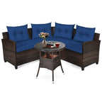 Ensemble de mobilier de patio 4 pièces, canapé d'extérieur en osier - 31,5 x 25,5 x 29 (L x l x H)