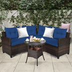 Ensemble de mobilier de patio 4 pièces, canapé d'extérieur en osier - 31,5 x 25,5 x 29 (L x l x H)