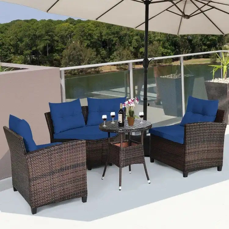 Ensemble de mobilier de patio 4 pièces, canapé d'extérieur en osier - 31,5 x 25,5 x 29 (L x l x H)