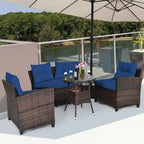 Ensemble de mobilier de patio 4 pièces, canapé d'extérieur en osier - 31,5 x 25,5 x 29 (L x l x H)