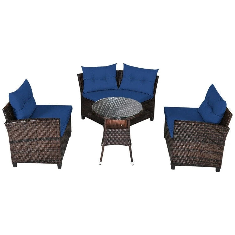 Ensemble de mobilier de patio 4 pièces, canapé d'extérieur en osier - 31,5 x 25,5 x 29 (L x l x H)