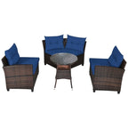Ensemble de mobilier de patio 4 pièces, canapé d'extérieur en osier - 31,5 x 25,5 x 29 (L x l x H)
