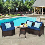 Ensemble de mobilier de patio 4 pièces, canapé d'extérieur en osier - 31,5 x 25,5 x 29 (L x l x H)