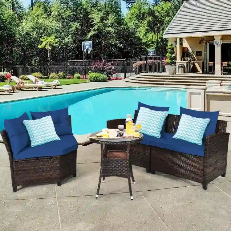 Ensemble de mobilier de patio 4 pièces, canapé d'extérieur en osier - 31,5 x 25,5 x 29 (L x l x H)