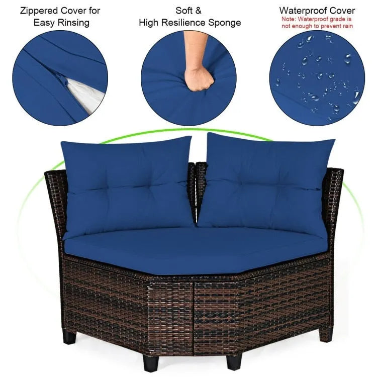 Ensemble de mobilier de patio 4 pièces, canapé d'extérieur en osier - 31,5 x 25,5 x 29 (L x l x H)