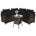 Ensemble de mobilier de patio 4 pièces, canapé d'extérieur en osier - 31,5 x 25,5 x 29 (L x l x H)