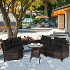 Ensemble de mobilier de patio 4 pièces, canapé d'extérieur en osier - 31,5 x 25,5 x 29 (L x l x H)