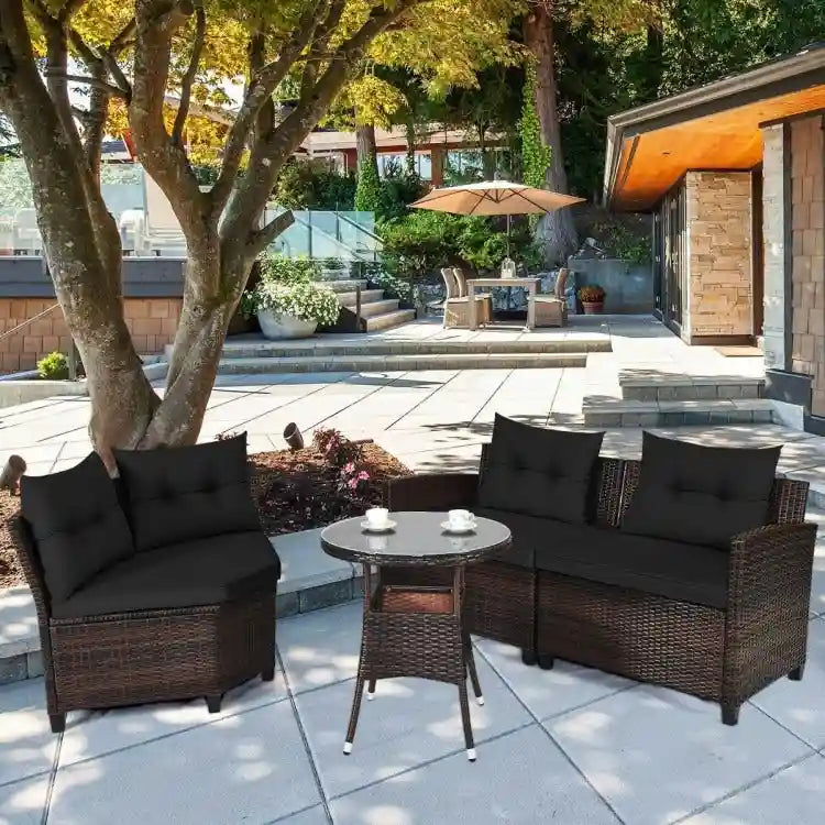 Ensemble de mobilier de patio 4 pièces, canapé d'extérieur en osier - 31,5 x 25,5 x 29 (L x l x H)
