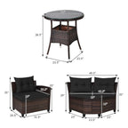 Ensemble de mobilier de patio 4 pièces, canapé d'extérieur en osier - 31,5 x 25,5 x 29 (L x l x H)