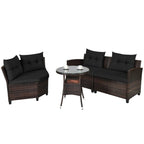 Ensemble de mobilier de patio 4 pièces, canapé d'extérieur en osier - 31,5 x 25,5 x 29 (L x l x H)