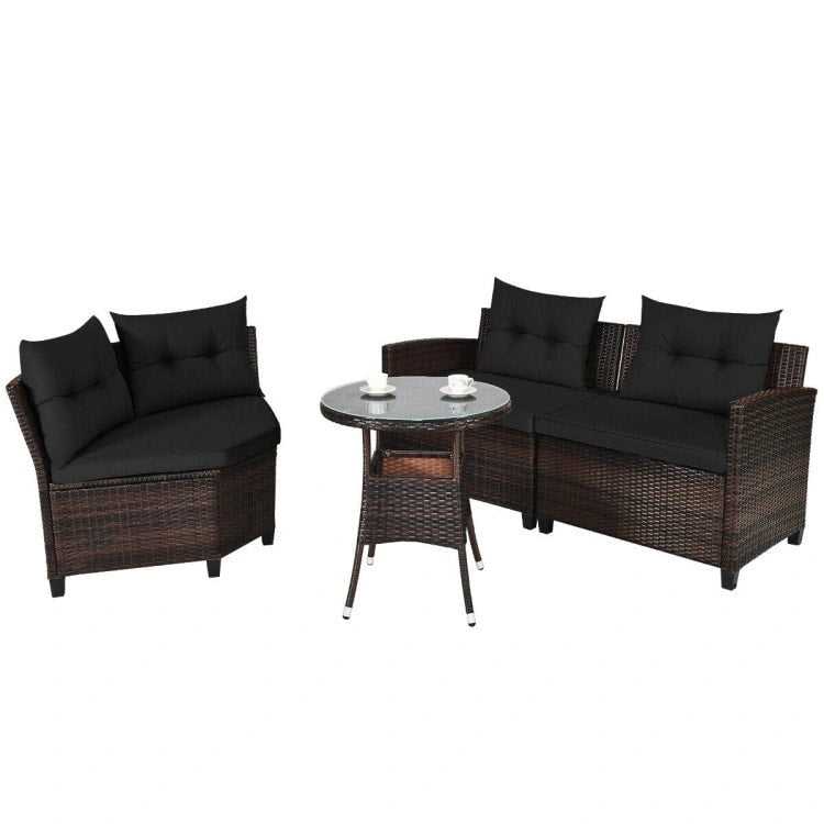 Ensemble de mobilier de patio 4 pièces, canapé d'extérieur en osier - 31,5 x 25,5 x 29 (L x l x H)