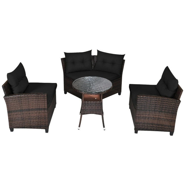 Ensemble de mobilier de patio 4 pièces, canapé d'extérieur en osier - 31,5 x 25,5 x 29 (L x l x H)