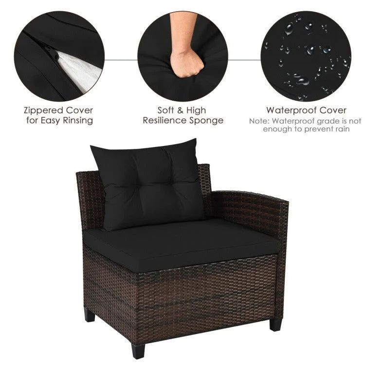 Ensemble de mobilier de patio 4 pièces, canapé d'extérieur en osier - 31,5 x 25,5 x 29 (L x l x H)