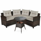 Ensemble de mobilier de patio 4 pièces, canapé d'extérieur en osier - 31,5 x 25,5 x 29 (L x l x H)