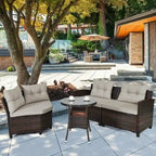 Ensemble de mobilier de patio 4 pièces, canapé d'extérieur en osier - 31,5 x 25,5 x 29 (L x l x H)