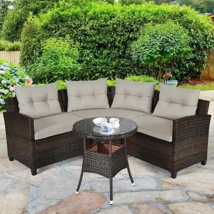 Ensemble de mobilier de patio 4 pièces, canapé d'extérieur en osier - 31,5 x 25,5 x 29 (L x l x H)