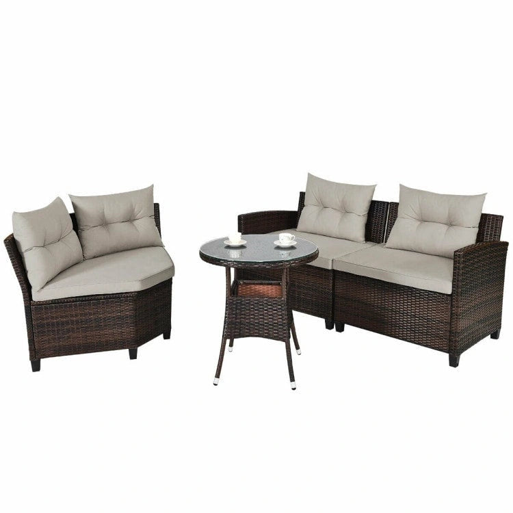 Ensemble de mobilier de patio 4 pièces, canapé d'extérieur en osier - 31,5 x 25,5 x 29 (L x l x H)