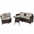 Ensemble de mobilier de patio 4 pièces, canapé d'extérieur en osier - 31,5 x 25,5 x 29 (L x l x H)