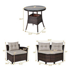 Ensemble de mobilier de patio 4 pièces, canapé d'extérieur en osier - 31,5 x 25,5 x 29 (L x l x H)