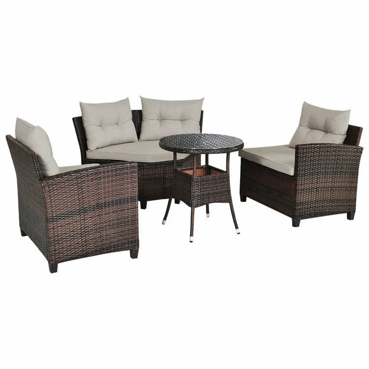 Ensemble de mobilier de patio 4 pièces, canapé d'extérieur en osier - 31,5 x 25,5 x 29 (L x l x H)