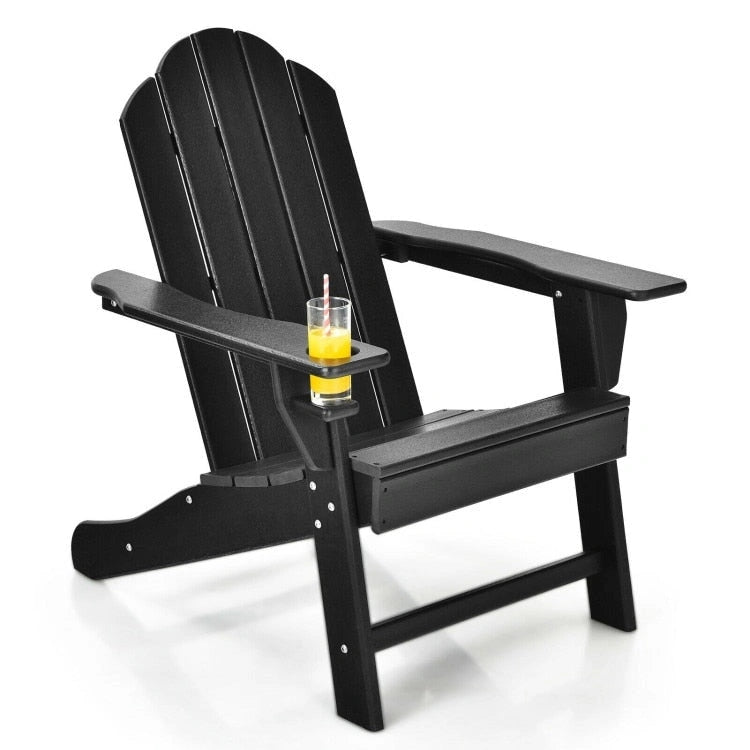 Chaise Adirondack d'extérieur avec porte-gobelet intégré pour véranda - 34 x 31 x 37 (L x l x H)