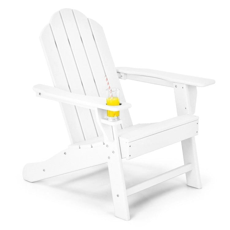Chaise Adirondack d'extérieur avec porte-gobelet intégré pour véranda - 34 x 31 x 37 (L x l x H)