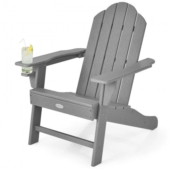 Outdoor Adirondack Chair with Built-in Cup Holder for Backyard Porch - 34 x 31 x 37 (L x W x H)