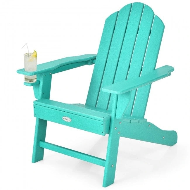 Chaise Adirondack d'extérieur avec porte-gobelet intégré pour véranda - 34 x 31 x 37 (L x l x H)