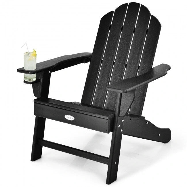 Chaise Adirondack d'extérieur avec porte-gobelet intégré pour véranda - 34 x 31 x 37 (L x l x H)