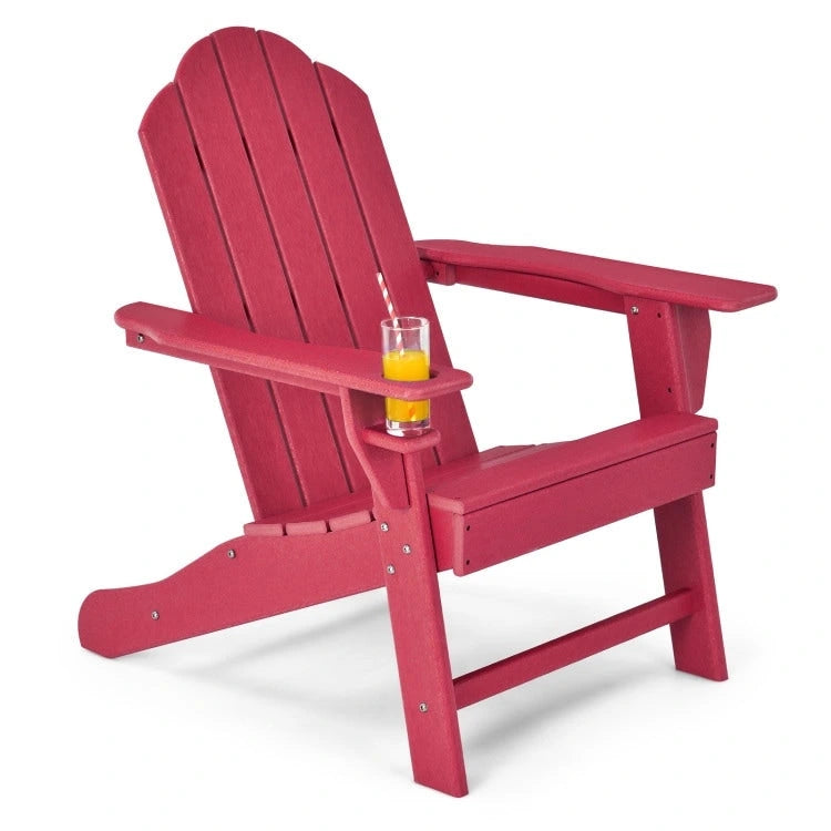 Chaise Adirondack d'extérieur avec porte-gobelet intégré pour véranda - 34 x 31 x 37 (L x l x H)