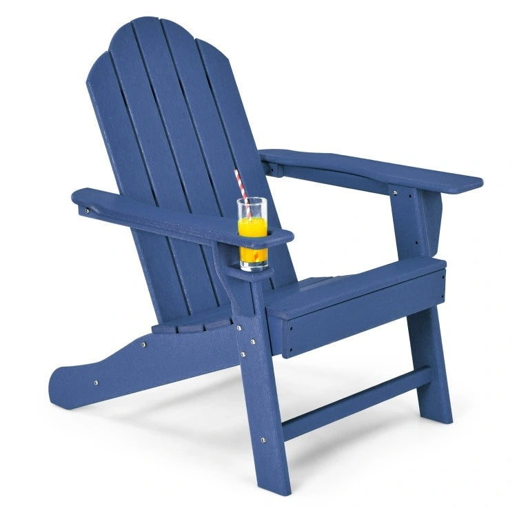 Chaise Adirondack d'extérieur avec porte-gobelet intégré pour véranda - 34 x 31 x 37 (L x l x H)