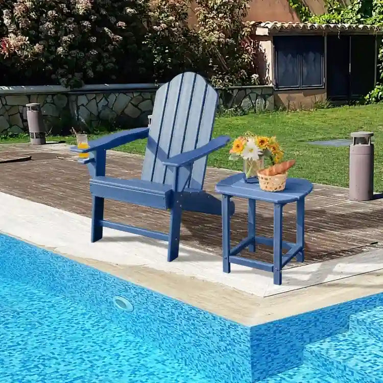 Chaise Adirondack d'extérieur avec porte-gobelet intégré pour véranda - 34 x 31 x 37 (L x l x H)