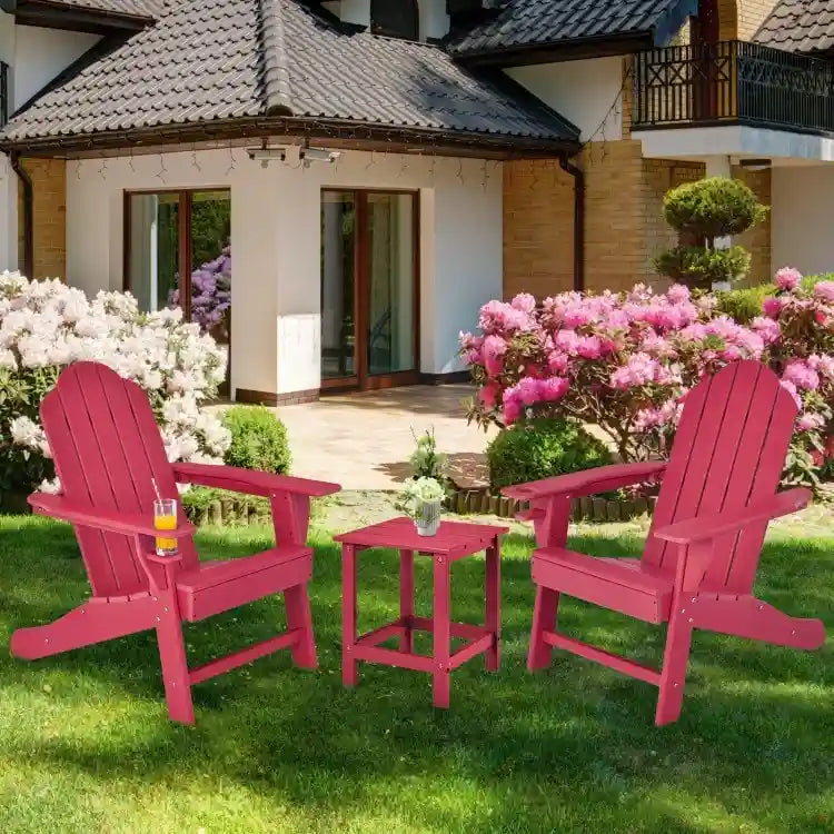 Chaise Adirondack d'extérieur avec porte-gobelet intégré pour véranda - 34 x 31 x 37 (L x l x H)