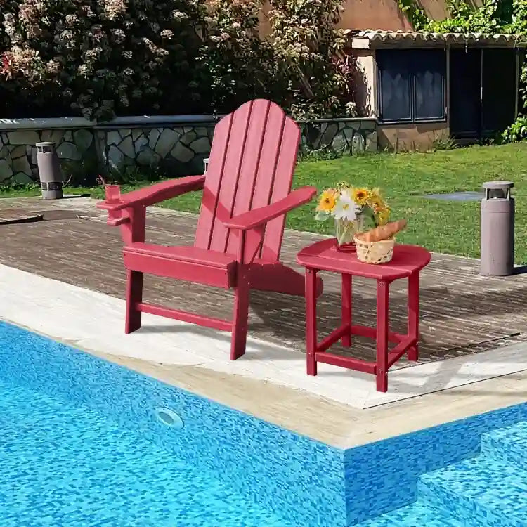 Chaise Adirondack d'extérieur avec porte-gobelet intégré pour véranda - 34 x 31 x 37 (L x l x H)