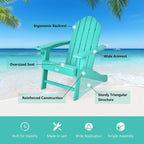 Chaise Adirondack d'extérieur avec porte-gobelet intégré pour véranda - 34 x 31 x 37 (L x l x H)