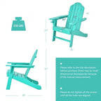 Chaise Adirondack d'extérieur avec porte-gobelet intégré pour véranda - 34 x 31 x 37 (L x l x H)