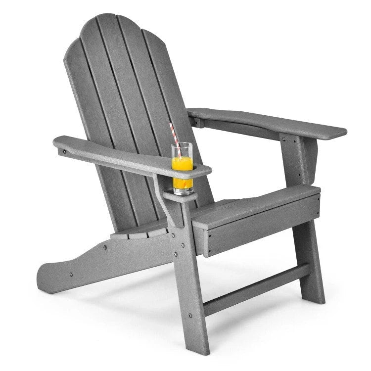 Chaise Adirondack d'extérieur avec porte-gobelet intégré pour véranda - 34 x 31 x 37 (L x l x H)
