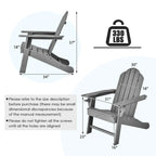 Chaise Adirondack d'extérieur avec porte-gobelet intégré pour véranda - 34 x 31 x 37 (L x l x H)