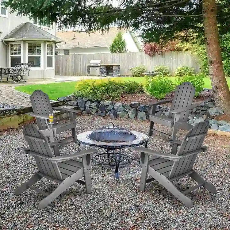 Chaise Adirondack d'extérieur avec porte-gobelet intégré pour véranda - 34 x 31 x 37 (L x l x H)