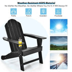 Chaise Adirondack d'extérieur avec porte-gobelet intégré pour véranda - 34 x 31 x 37 (L x l x H)