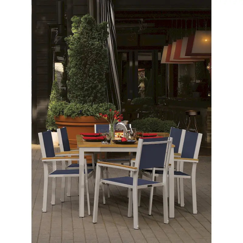 Ensemble de salle à manger Oxford Garden Travira 7 pièces en bois de teck naturel