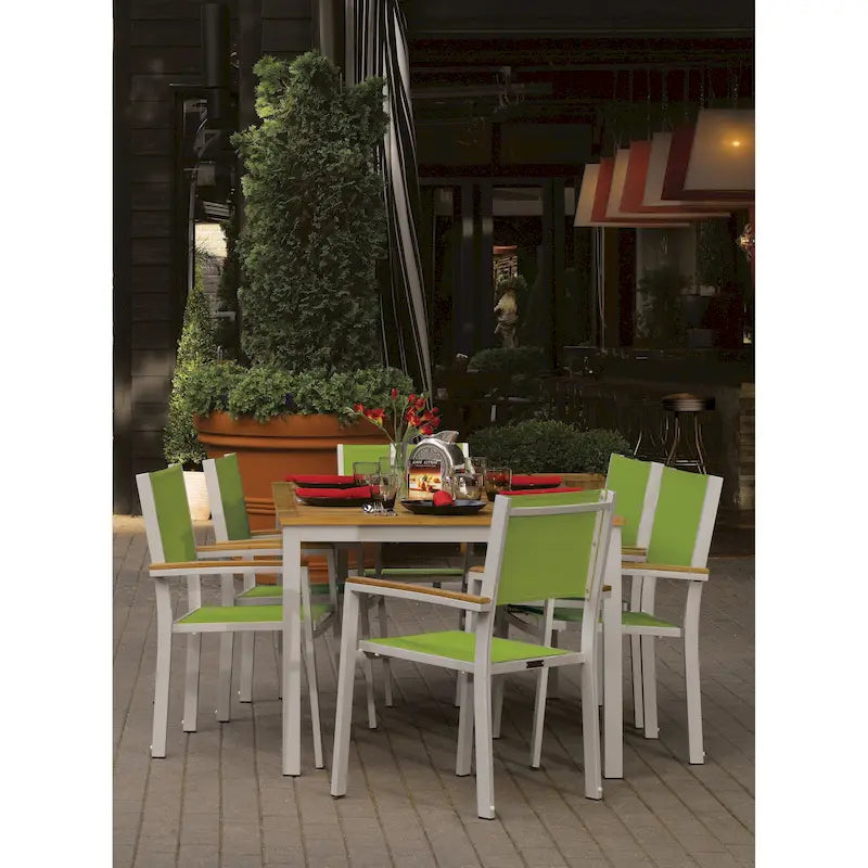 Ensemble de salle à manger Oxford Garden Travira 7 pièces en bois de teck naturel