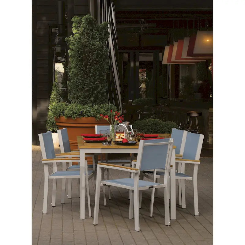 Ensemble de salle à manger Oxford Garden Travira 7 pièces en bois de teck naturel