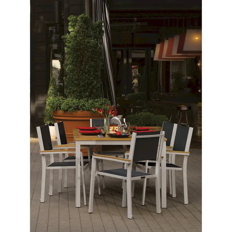 Oxford Garden Travira 7 Piece Natural Tekwood Dining Set