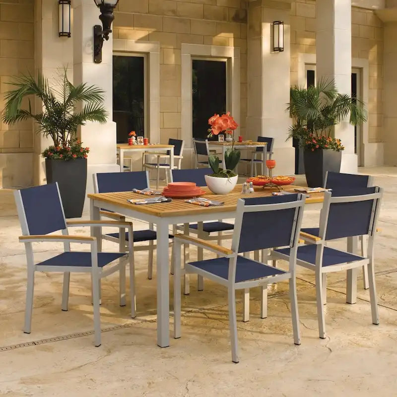 Ensemble de salle à manger Oxford Garden Travira 7 pièces en bois de teck naturel