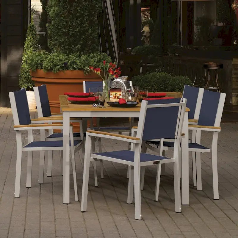 Ensemble de salle à manger Oxford Garden Travira 7 pièces en bois de teck naturel