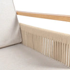Chaises de patio d'extérieur Saranac en bois d'acacia tressé, style moderne du milieu du siècle, avec coussins (lot de 2), par JONATHAN Y.