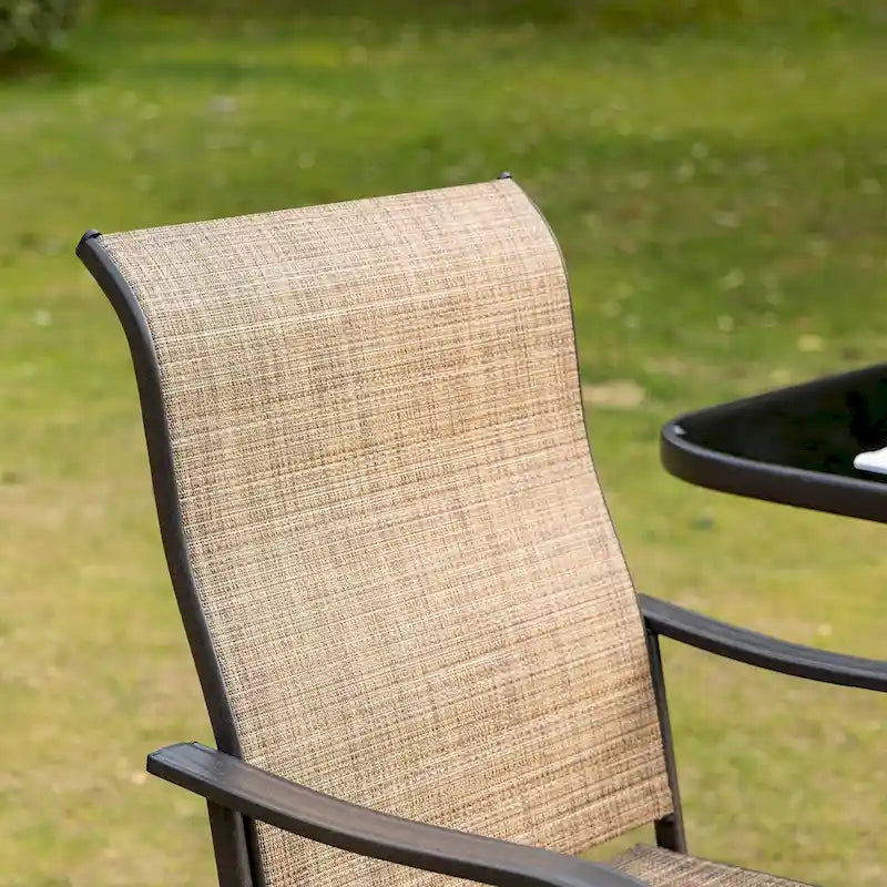 Ensemble de 2 tabourets de bar pivotants d'extérieur avec accoudoirs, structure en acier