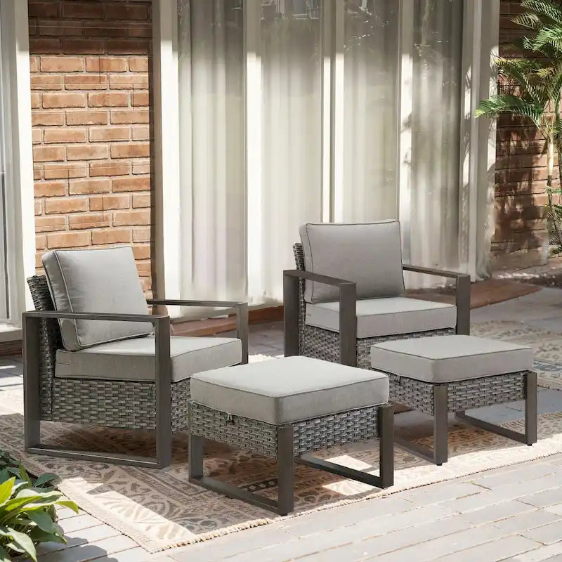 Ensemble de 2 chaises de patio Gymojoy, chaise en rotin résistant aux intempéries - Gris